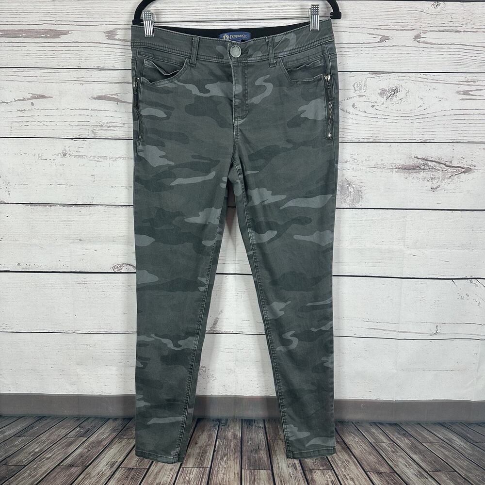 Democracy Pants Womens‎ 8 Gray AB solution Camo Skinny Midrise Utility